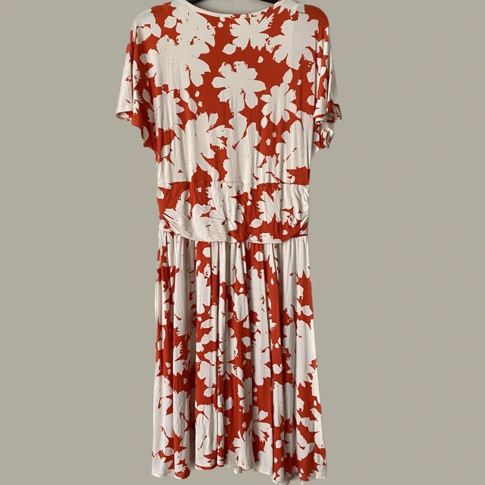 Maeve Anthropologie Stretchy Summer Breeze Dress Orange Floral Size Large - Picture 9 of 12